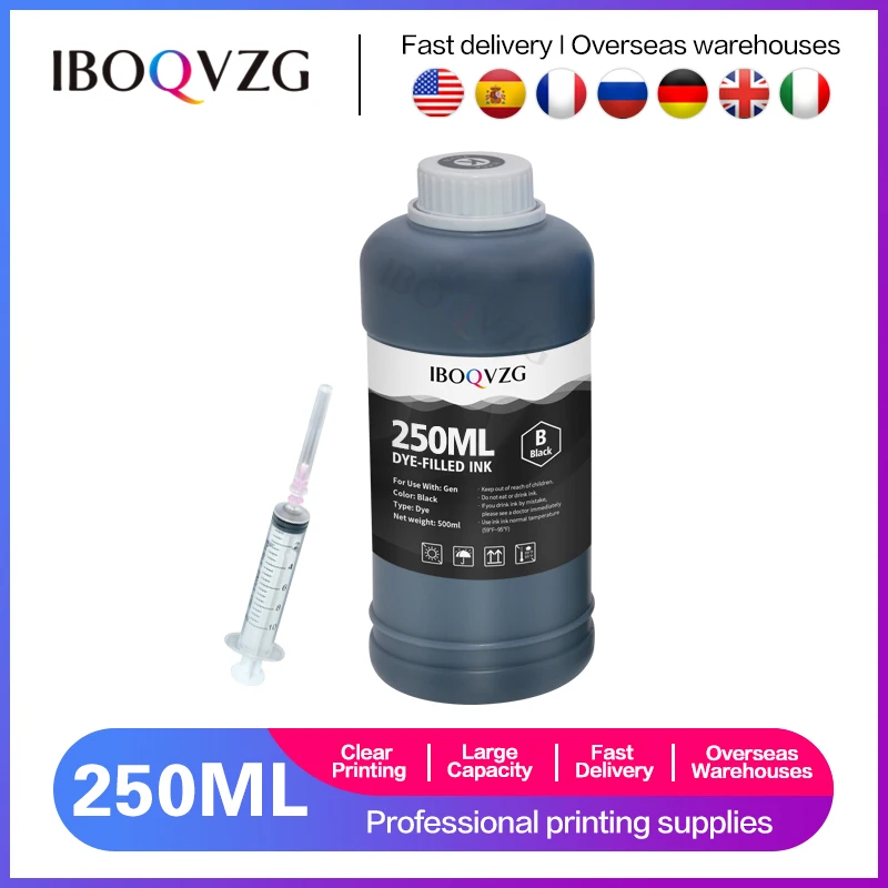 Kit Di Ricarica Per Inchiostro Dye Nero Da 250Ml Per Canon Per Stampante A Inchiostro Universale Epson Per Stampante A Cartuccia D'Inchiostro Hp 301 3