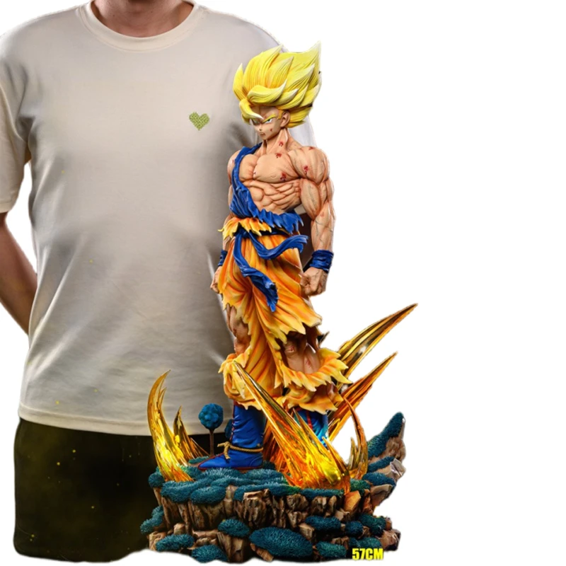 

75Cm Du Studio Gk Son Goku Super Saiyan One Dragon Ball Z Anime Action Figure Luminous Garage Kit Statue Model Toys Gift