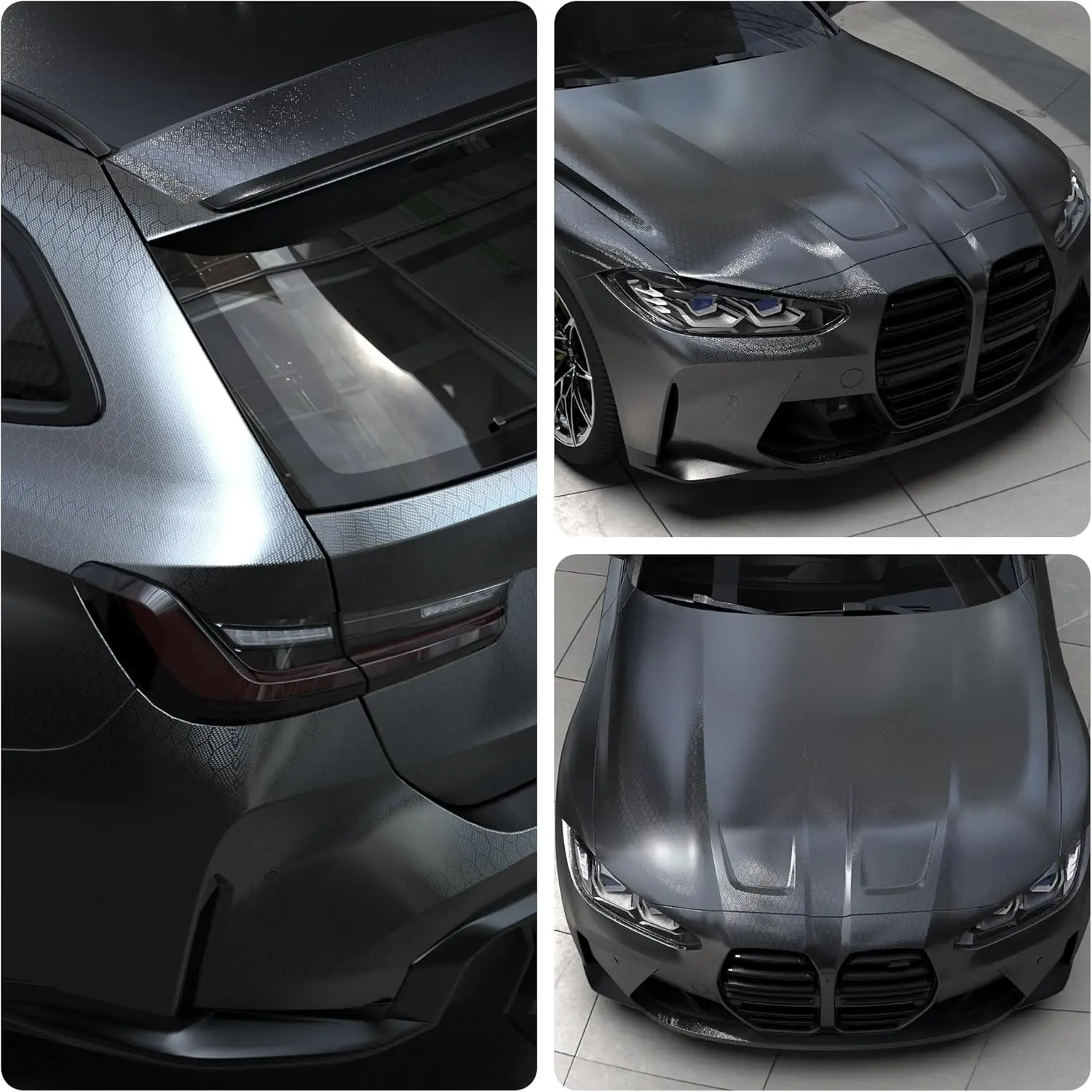 Cosmic Hex Black Forged Carbon Fiber Vinyl Wrap for Vehicle and Motorcycle Surfaces