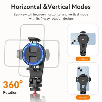 Ulanzi MA47 2-In-1 Magnetic Phone Clamp Phone Tripod Mount Horizontal Vertical Shooting for Livestreaming Vlogging Photography 3