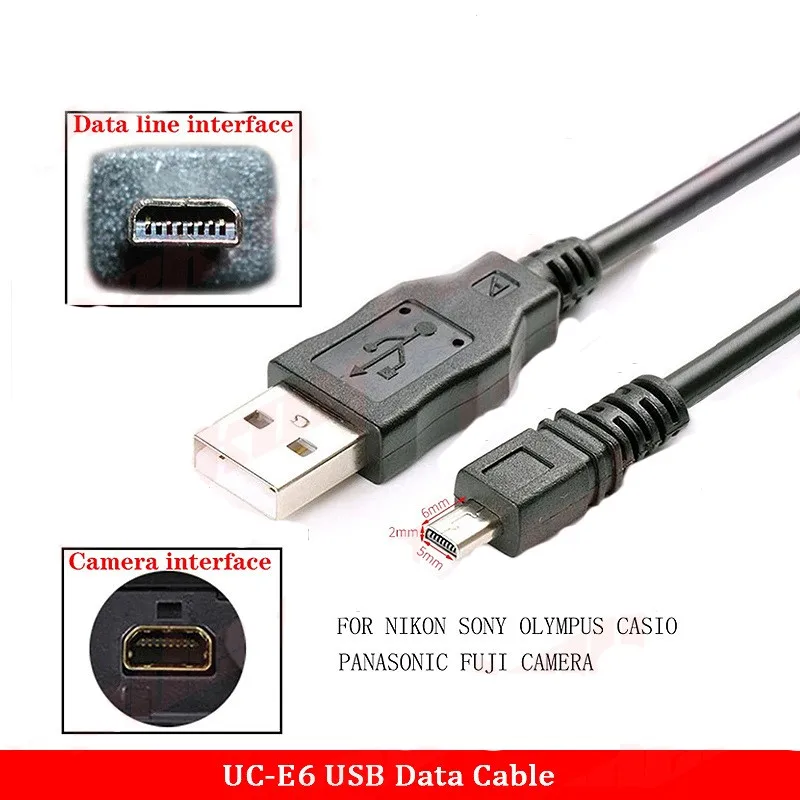 UC-E6 Digital Camera USB Data Cable Mini Pin Data Cable for