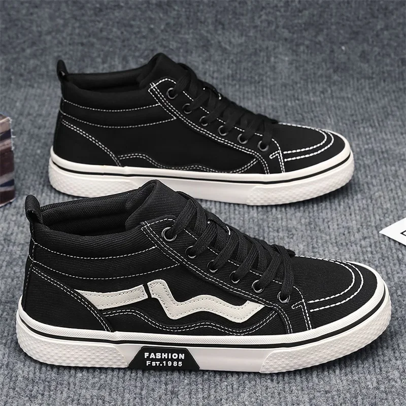 Canvas Shoes Men Sneakers Fashion Trend Style Couple Skateboard Casual Round Toe Lace Up Vulcanized Bottom