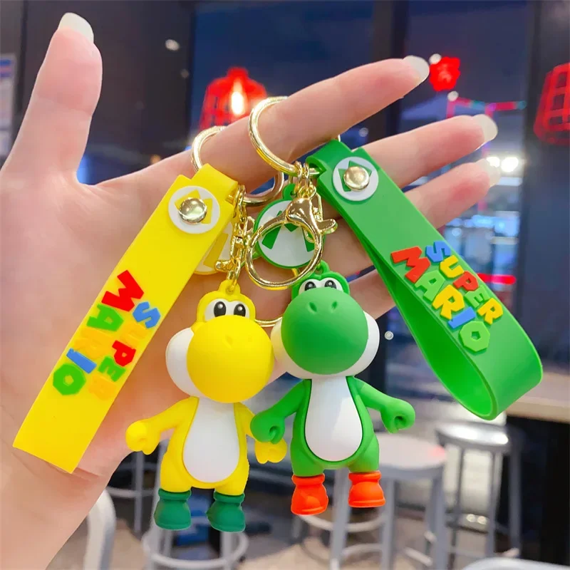 

Super Mario Bros Kawaii Doll Keychain Yoshi Green Dinosaur Anime Figures Toys Cartoon Schoolbag Key Pendants Students Kids Gifts