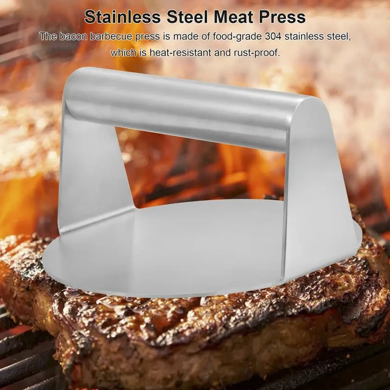 Burger Press 1PC Round Stainless Steel Smash Burger Press Grill Accessories For Flat Top Grill Hamburger Press And Squeeze Grease