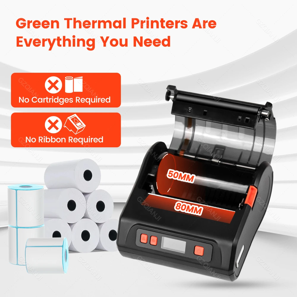 80mm Label Printer Receipt Printer 2 in 1 Portable Bluetooth Wireless Mini Thermal Sticker Printer For Retail Stores Supermarket