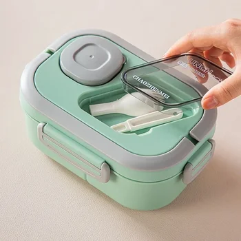 Boîte à lunch portable réutilisable, compartiment double couche, bento, poignée de transport, camping en plein air, repas, collation, nourriture, beaucoup, 1200ml 1