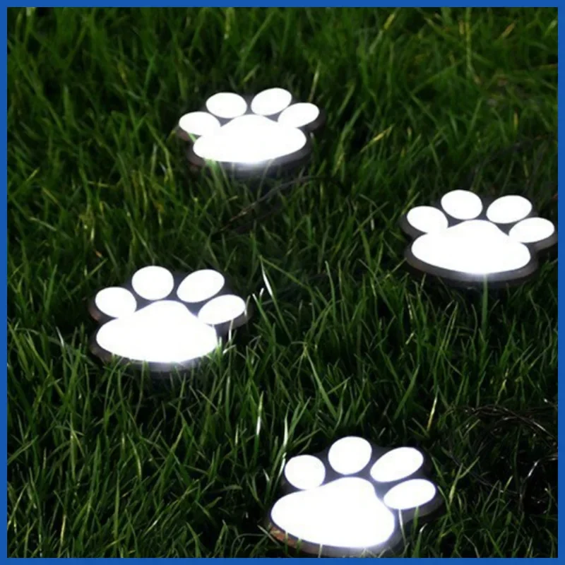 Christmas Solar Paw Print Lights Cat Dog Animal Solar Lights Outdoor Halloween Decoration Garden Courtyard Waterproof Lawn Light