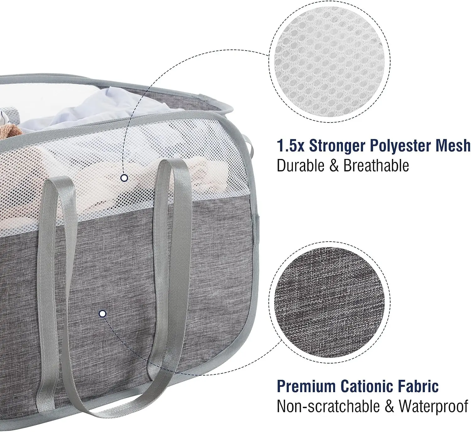 Foldable Pop-Up Laundry Hamper with Reinforced Handles for Home and Travel