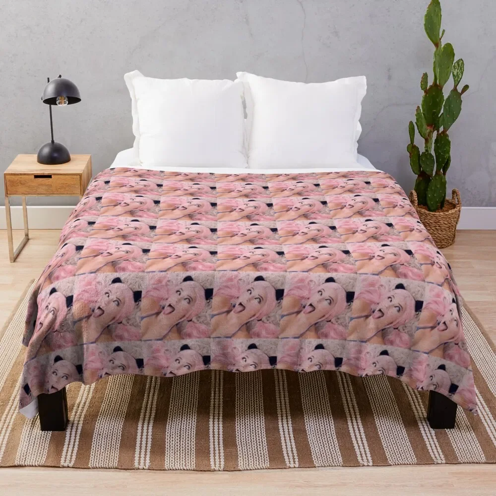 Belle Delphine's Famous Face Throw Blanket for sofa Luxury St Blankets