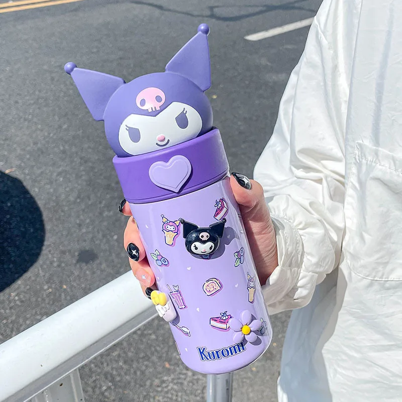 

Kawaii Sanrio Kuromi My Melody Cinnamoroll Pom Pom Purin Cartoon Cute High Value Thermal Mug Students Portable Cup Toys for Girl