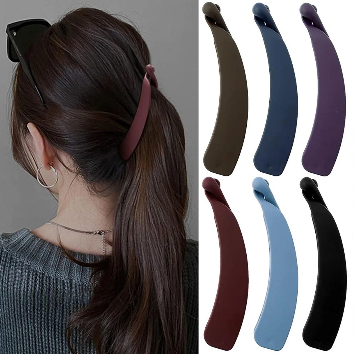 

Matte Vintage Banana Clip Women Girls Hair Styling Ponytail Holder Hairpin Simple Hair Claw Shark Clip