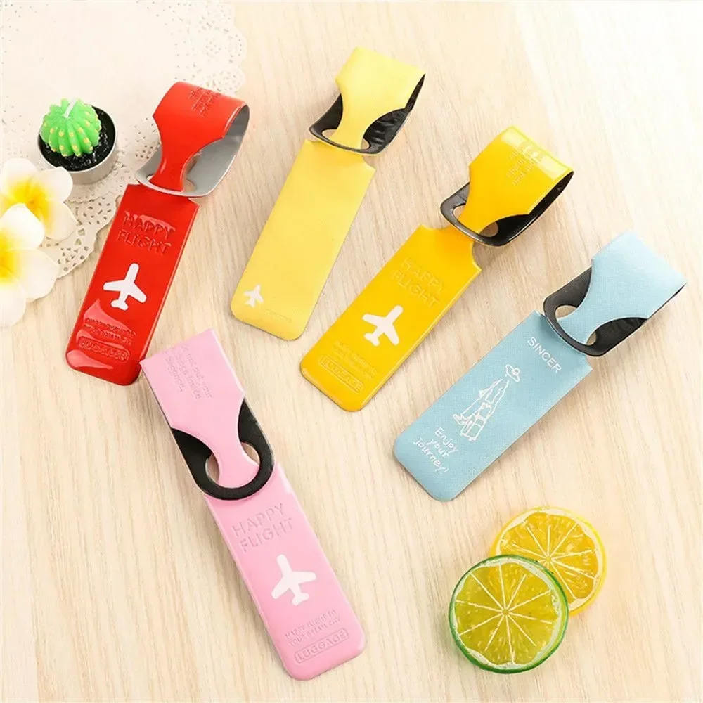 Colorful PU Leather Luggage Tag Creative Baggage Silica Gel Suitcase ID Holder Boarding Tags Portable Label Travel Accessories