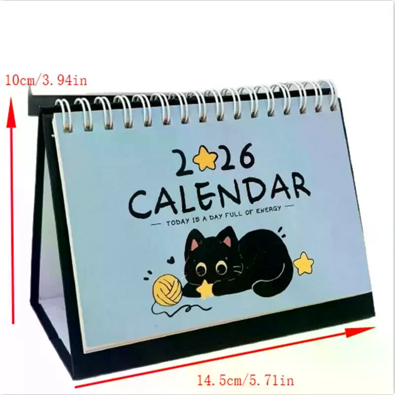 "Adorable Cat Illustration 2026 Calendari da tavolo compatti Anno del Cavallo; Calendari da viaggio da scrivania portatili e decorativi. - immagine 5