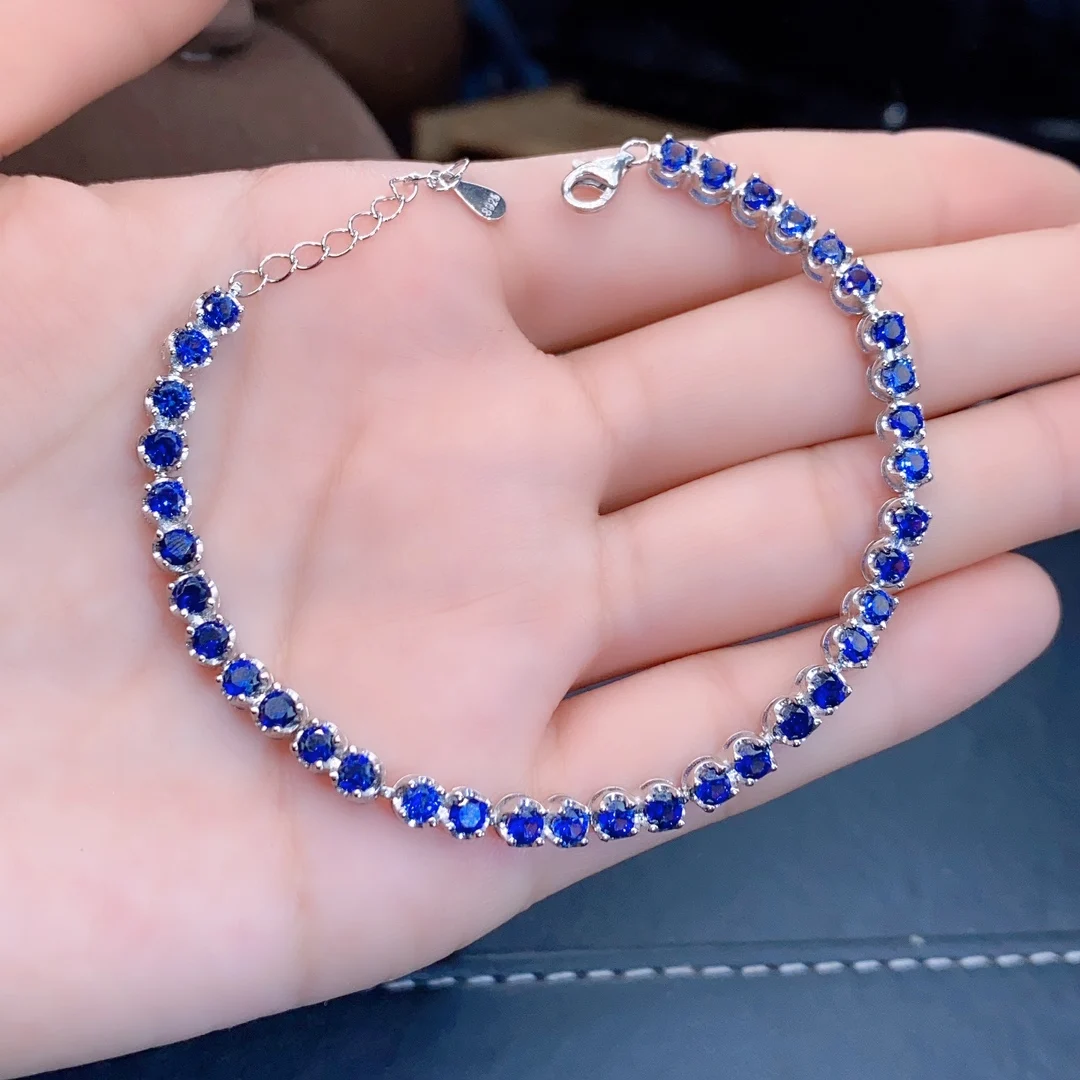 

Natural Sapphire New Luxury 925 sterling silver high definition bracelet Ladies Color Beautiful exquisite free mail