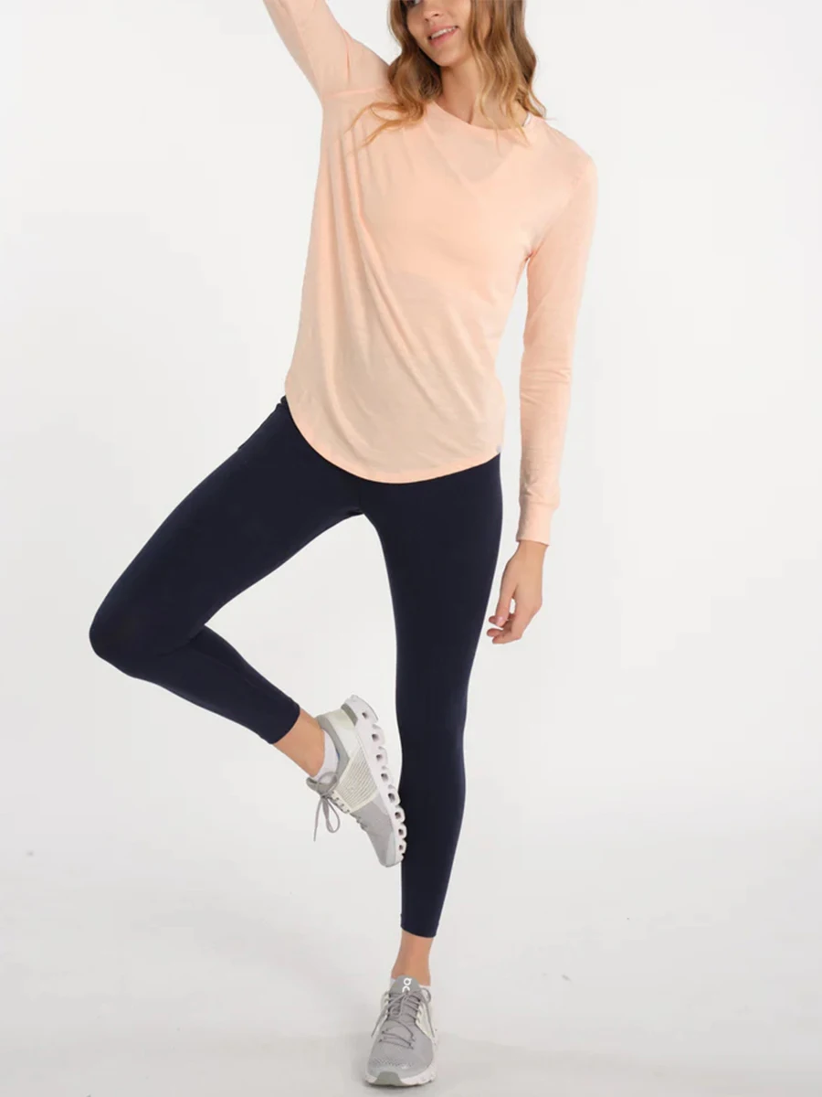 

Women Workout Tops Solid Color Long Sleeve Yoga Athletic Shirt for Sports Gym Running Activewear
