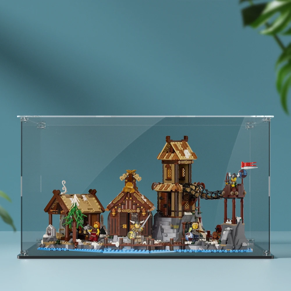 Acrylic display box for lego 21343 display case for Viking Village building block dustproof clear showcase  bricks storage box 3