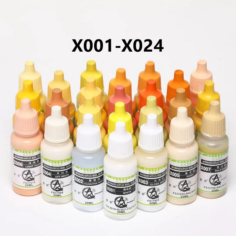 

20ml X1-X24 Craft Water Based Flat Acrylic Art Paint Coating Pigment DIY Military Tank Ship Plane Doll Model Kit Coloring Tool