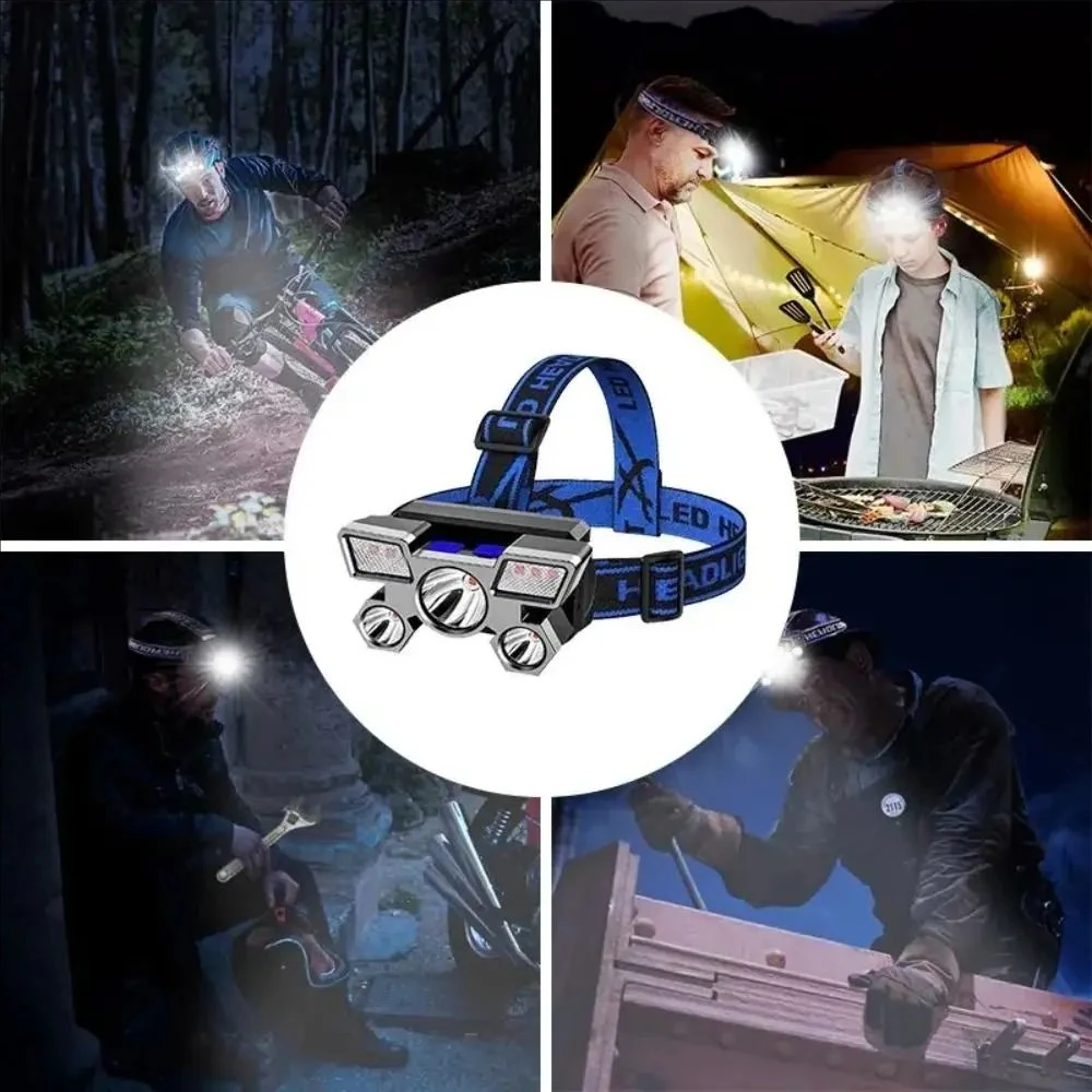 High Power Head Flashlight Rechargeable 5 LED Headlamp For Fishing Camping Headl