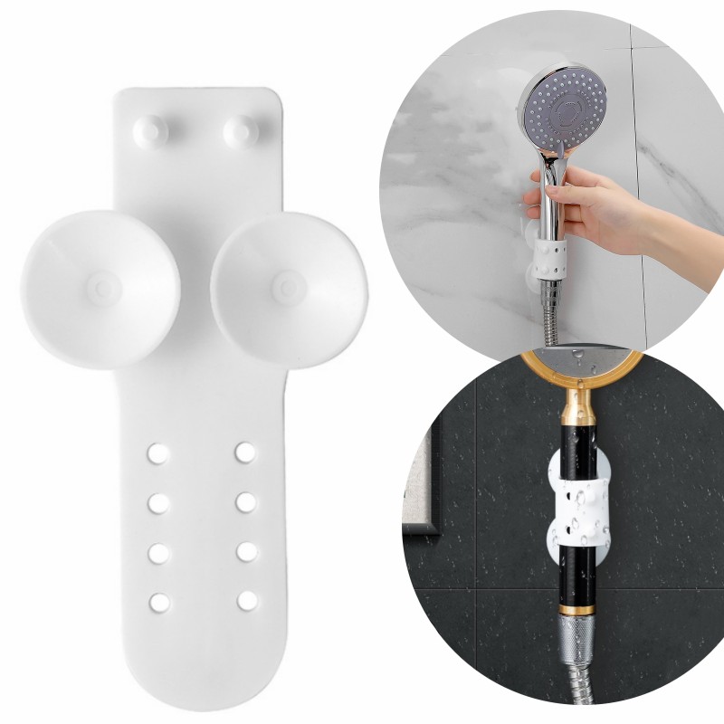 1pcs Suction Cup Brackets Removable Silicone Shower Head Holder Wall Mount Shower Head Storage Shelf Rack Bathroom Supplies