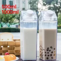 500/1000ml Plastic Clear Convenience Bottle New Reusable Juice Transparent Sport Leakproof Cup Box Milk Drinking Water Home 1