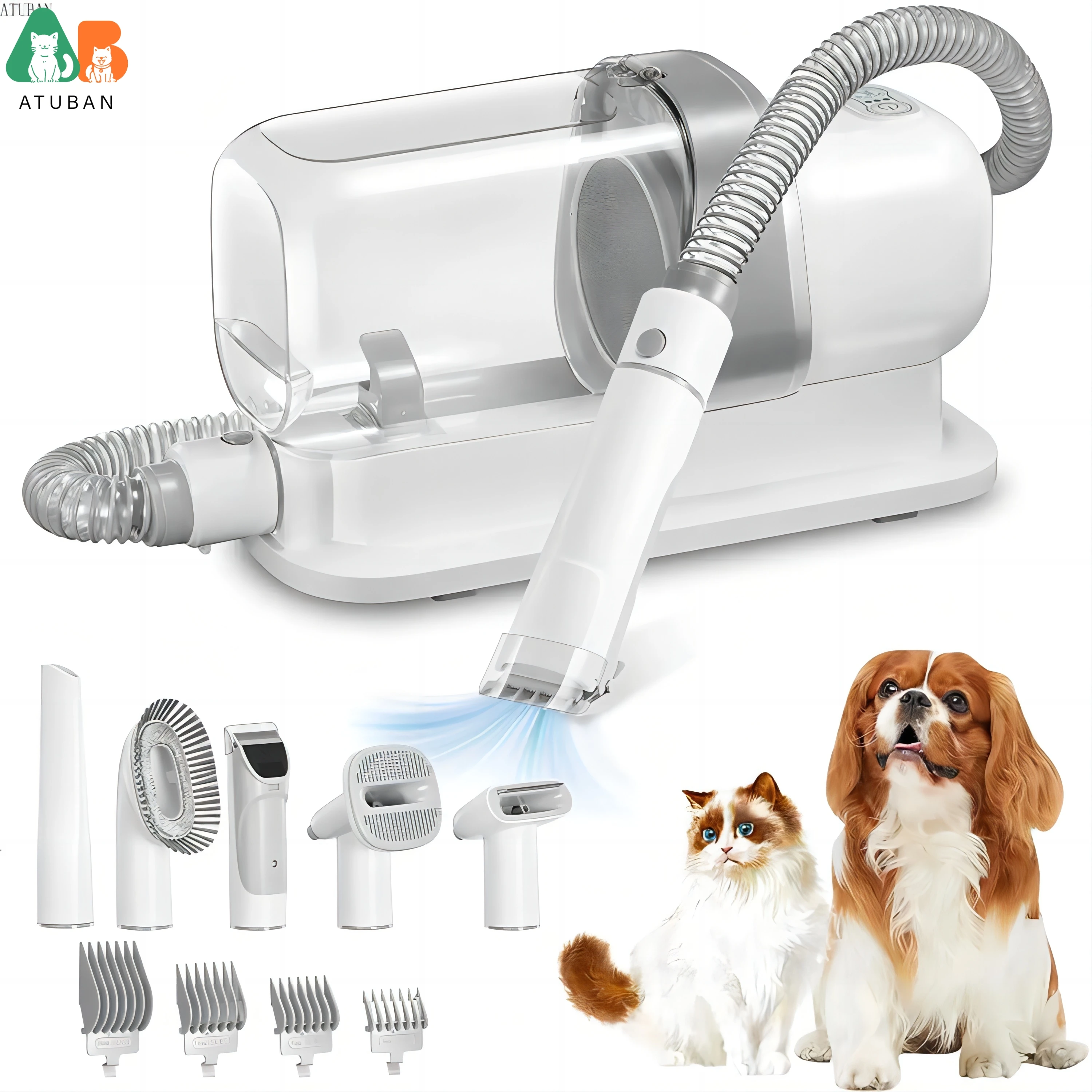 ATUBAN Pet Grooming Kit Vacuum, escova do cão, Pet Vacuum Cleaner Cabelo, Grande Capacidade, Poeira Cup, 2.3L Capacidade