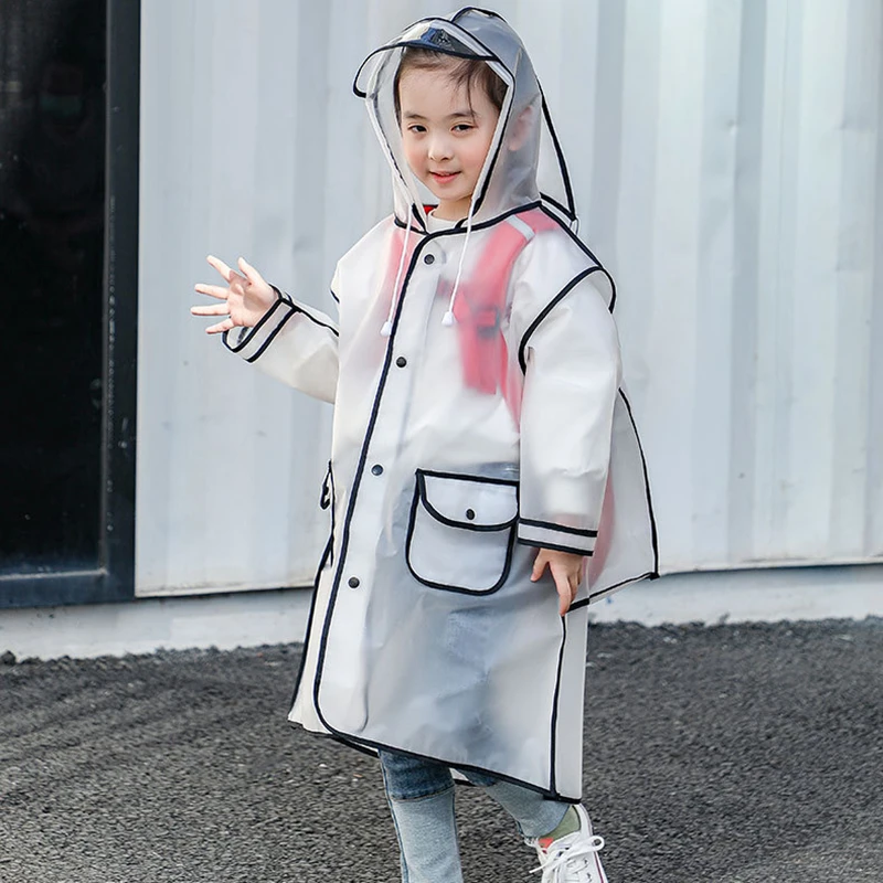 Poncho Antipioggia EVA Trasparente 3 Pezzi, Impermeabile Con Cappuccio E Maniche, Taglia Unica 150-195 Cm, Pieghevole