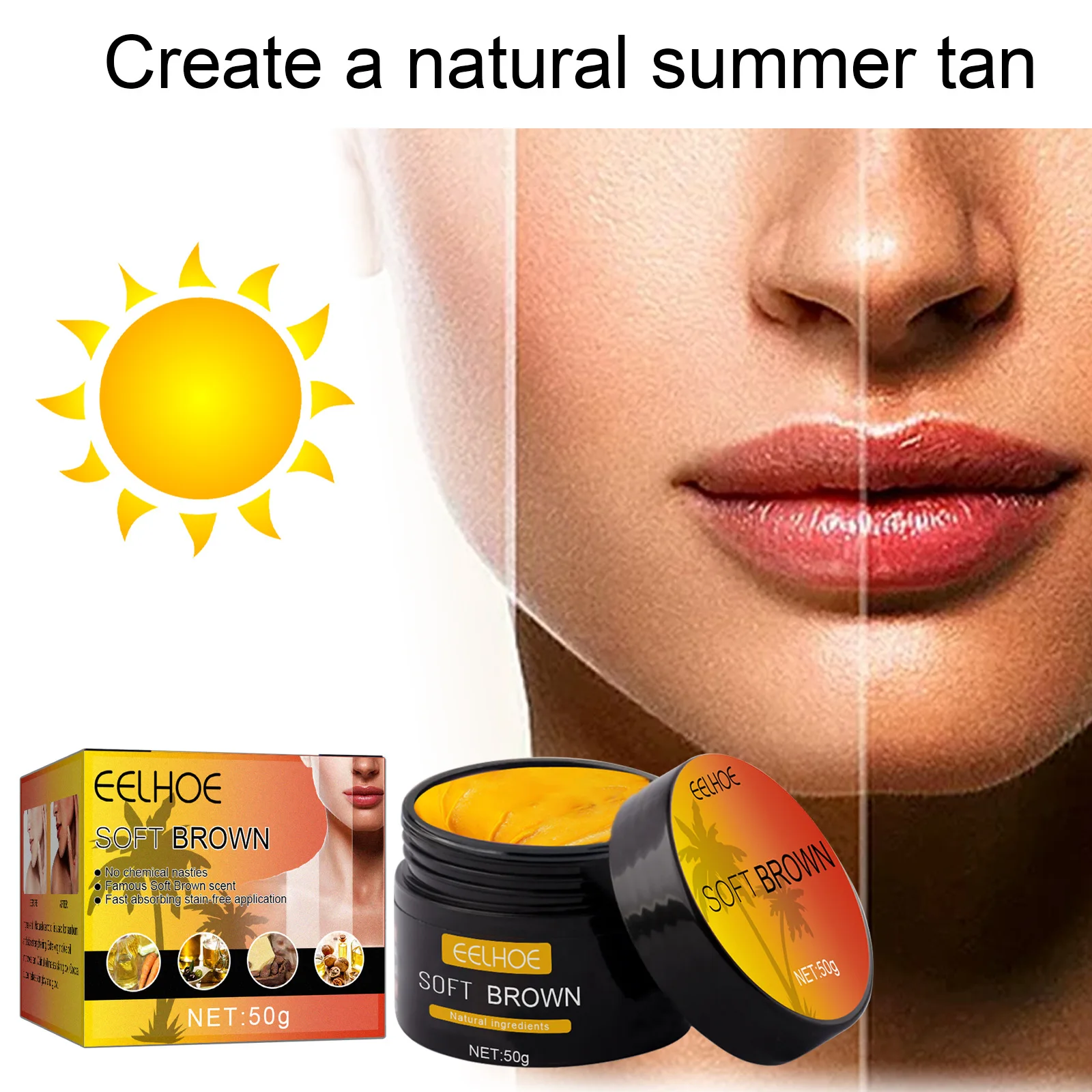 

Blackening cream, bronze color, tanning aid cream, gel for repairing skin sunburn in summer