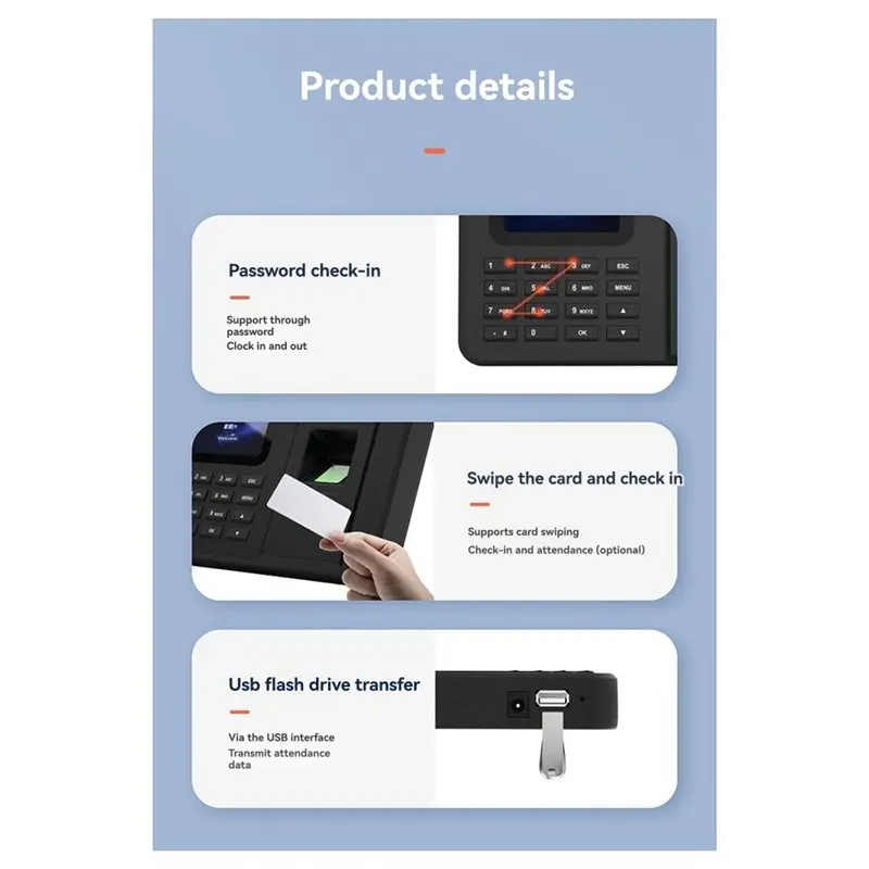 CJSD-EU 플러그 지문 인식 생체 인식 기계 시스템 전기 시간 기록기 기업용 직원 키패드