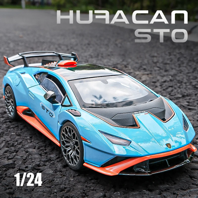 

1:24 Lambos Huracan STO Alloy Model Car Toy Diecasts Metal Casting Sound and Light Car Toys For Children Vehicle