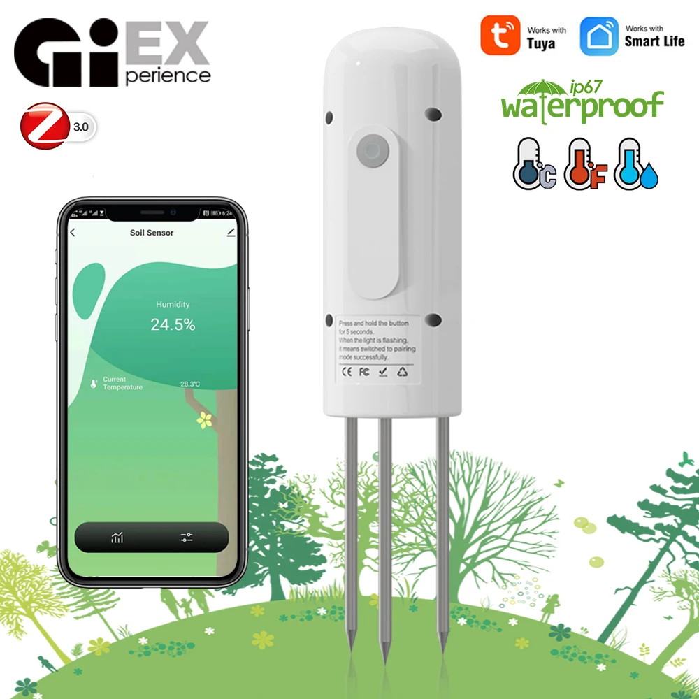 ZIGBEE 식물 모니터 야외 토양 온도 측정기, 습도 테스터 센서, 정원 자동화 관개, TUYA 감지기