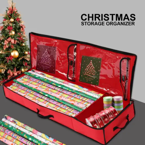 Wrapping Paper Storage Bag Rolls And Ribbon Holder Heavy Duty Tear Proof  Christmas Gift Wrap Pvc Fabric Storage Organizer - AliExpress
