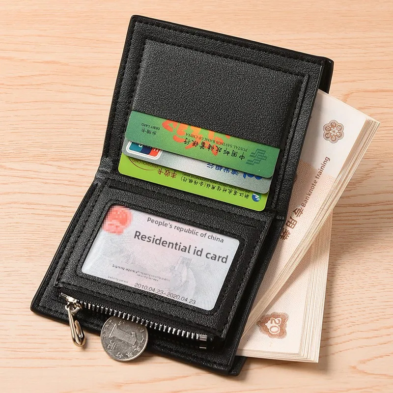 2025 Men's Short Style New Multi Card Wallet Personalized Youth Fashion Trend Three fold Soft Leather Wallet