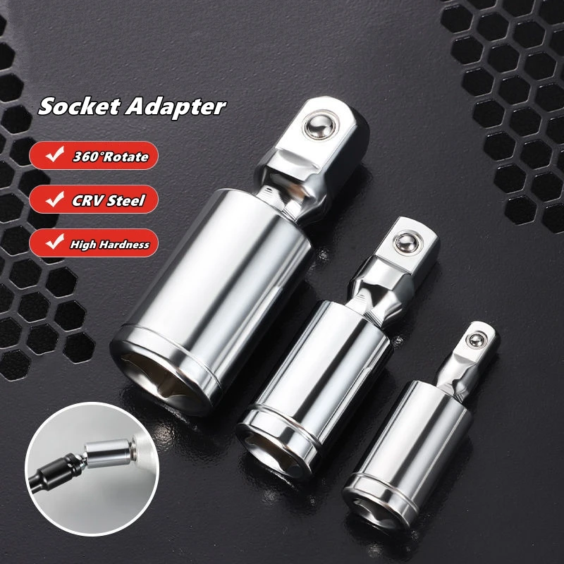 1/4" 3/8" 1/2" Universal Joint Set Ratchet Angle Extension Bar Socket Adapter Manual and Pneumatic Bendable Adapter Socket Tools