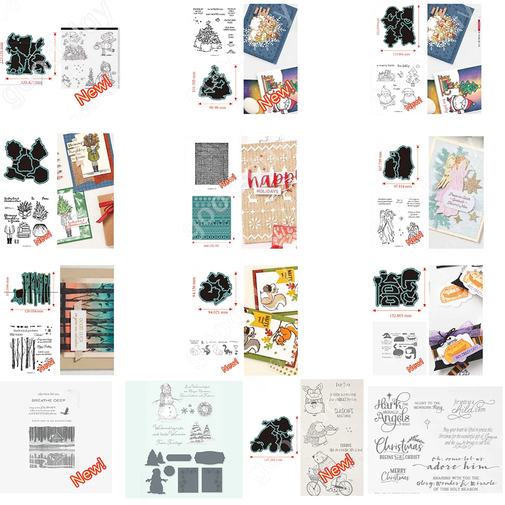 

2022 New Arrival santa claus and cute animals Clear Stamps or Metal Cutting Dies Sets for Diy Craft Making Card Scrapbooking
