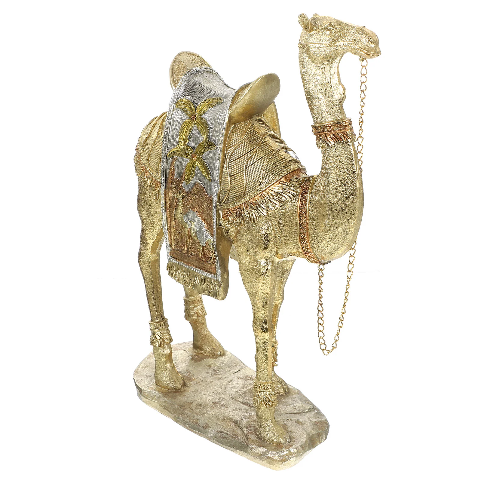

Brass Camel Figurine Wild Life Animal Statues Desert Camel Decor Ornament Standing Camel Saddle Blanket Contemporary