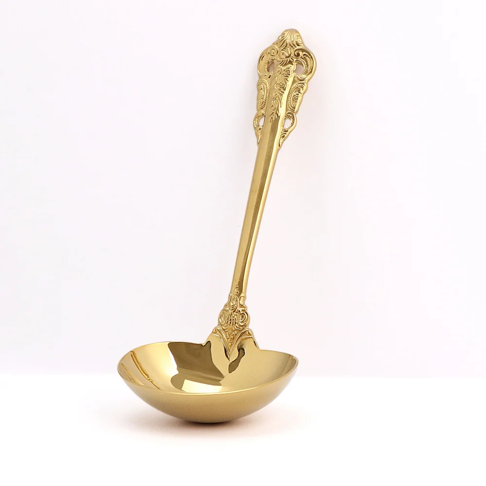 304 Stainless Steel Soup Ladle Cooking Tool Kitchen Accessories Gold Scoop Tablewares Gold Plated Soup Serving Spoon 1 Piece