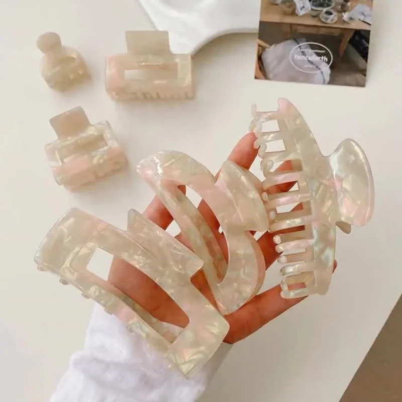 대형 투명 헤어 클로 아크릴 헤어 크랩 클립 여성 소녀 심플 우아한 헤어 클램프 샤크 클립 스타일링 액세서리 헤어웨어