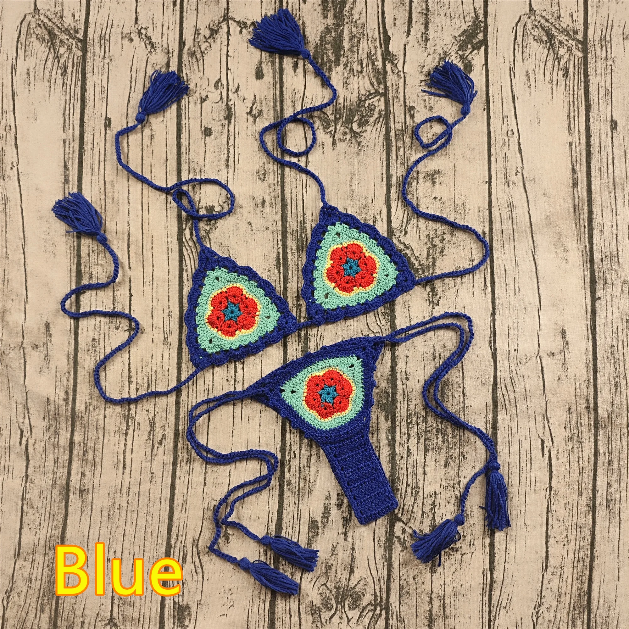 Hot Women Bikini Set Crochet Brazilian Swimwear Sexy Knit Tassel Micro Swimsuit