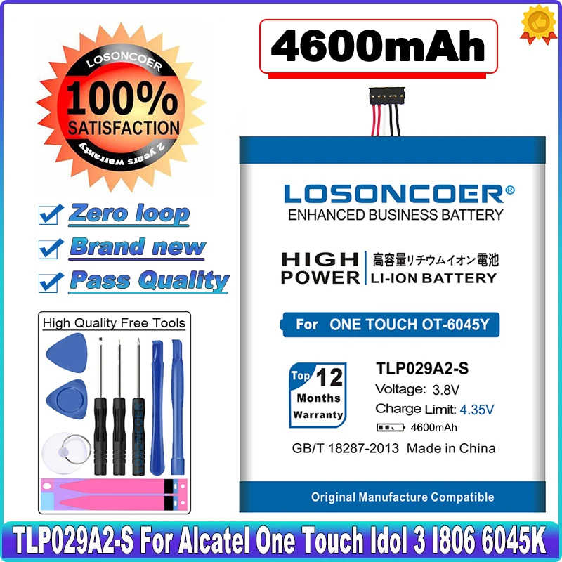 

LOSONCOER TLP029A2 4600mAh TLP029A2-S Battery For Alcatel One Touch Idol 3 I806 6045K TLp029AJ Pop 3 5.5" 6045Y OT-5025/5025D