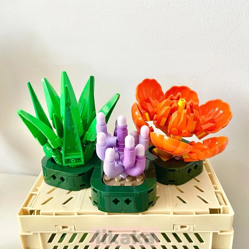 

Строительные блоки MOC, игрушки, креативные цветы, суккуленты, 3D модель, цветущее оформление, игрушки для девочек, мальчиков и взрослых