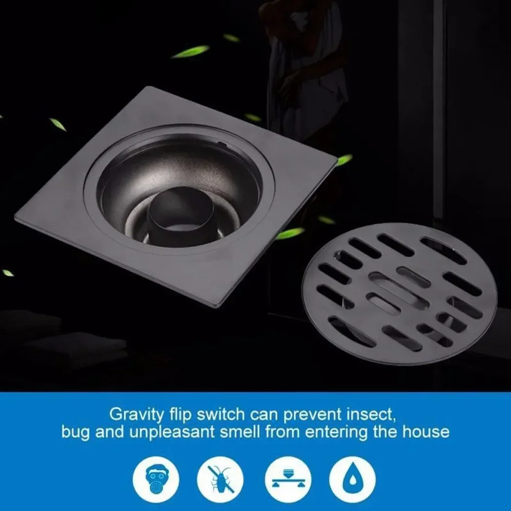 Shower Floor Drain Stainless Steel Square Floor Drain Strainer Home Anti-odor Drainer Bathroom Hair Catcher Hardware Accessories floor drain filter floor drain floor drain strainer