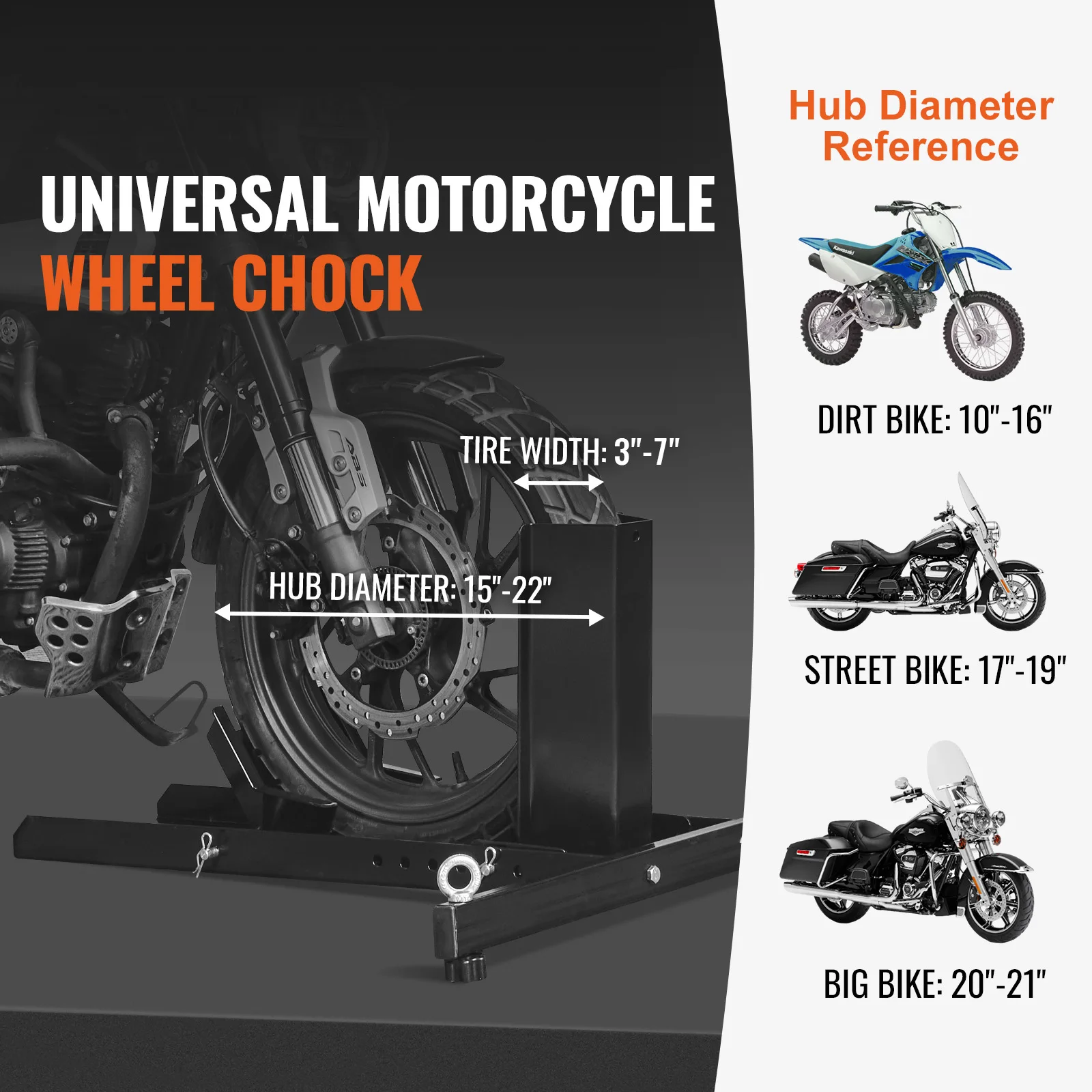 Heavy Duty Steel Motorcycle Wheel Chock for Front Wheel