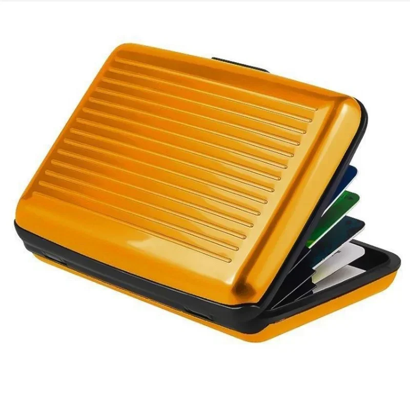 Aluminum Wallet Men Aluminum Bank Card Holder Blocking Hard Case Wallet Solid Credit Anti-RFID Scanning Protect Holder Business Office School