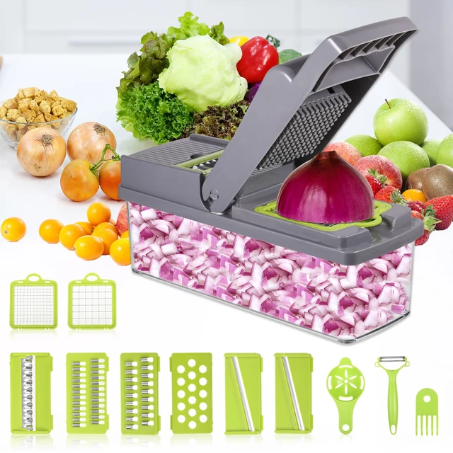 12 in 1 Multifunctional Vegetable Slicer Cutter Shredders Slicer With  Basket Fruit Potato Onion Mincer Chopper Carrot Grate - AliExpress