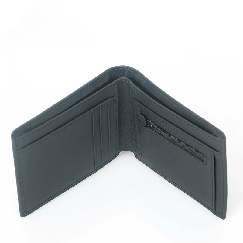New style men's cowhide wallet RFID zipper multi card fashionable casual top layer cowhide short wallet