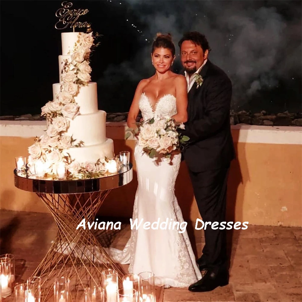 Aviana Sexy Mermaid Wedding Dress 2023 Sleeveless Custom Made Bridal Gown Sweetheart Court Train Robe De Mariée Bride Dresses