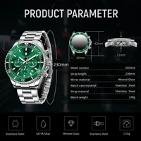 SAPPHERO Montre Homme Quartz Luxe Chronographe Sport Acier Inoxydable Étanche 50M Date Lumineux Montre Bracelet Élégante Business 6