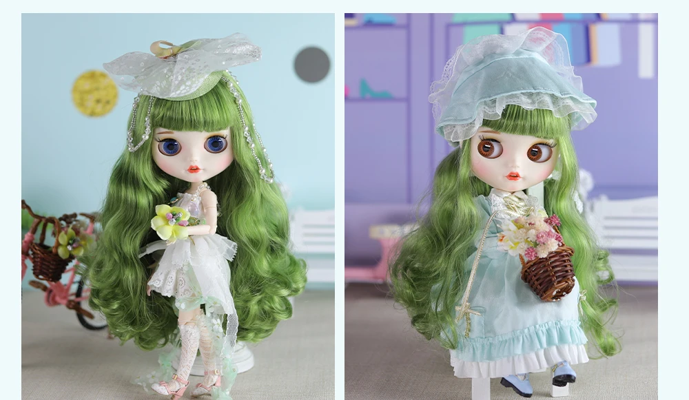 Zoey – Premium Custom Neo Blythe Doll with Green Hair, White Skin & Matte Smiling Face 4 Zoey – Premium Custom Neo Blythe Doll with Green Hair, White Skin & Matte Smiling Face 4