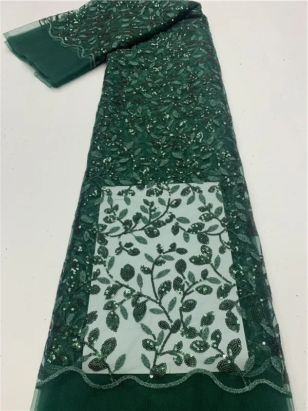 

Green French Sequins Net Lace Fabric 2023 High Quality African 3D Lace Fabric Nigerian Embroidery Tulle Party Lace Fabric
