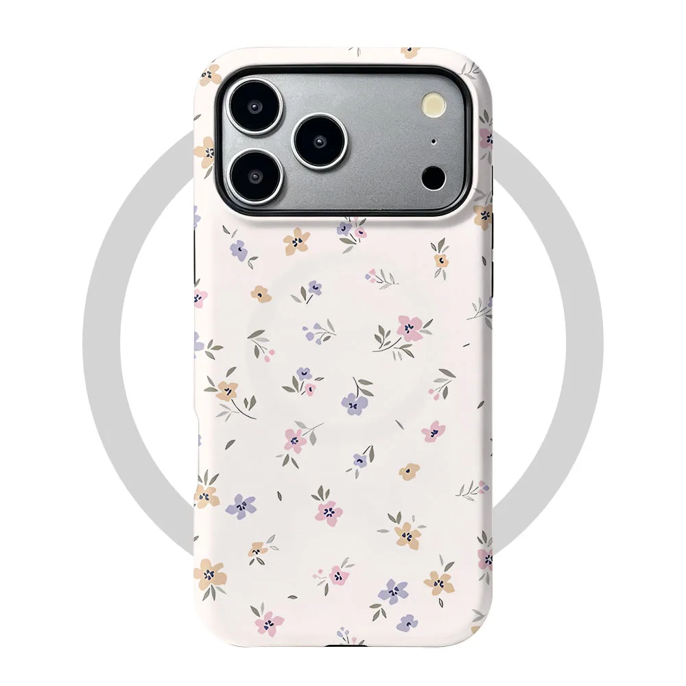 Chic Floral Magnetic Phone Case with 2-in-1 Film Cover